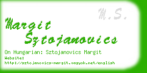 margit sztojanovics business card